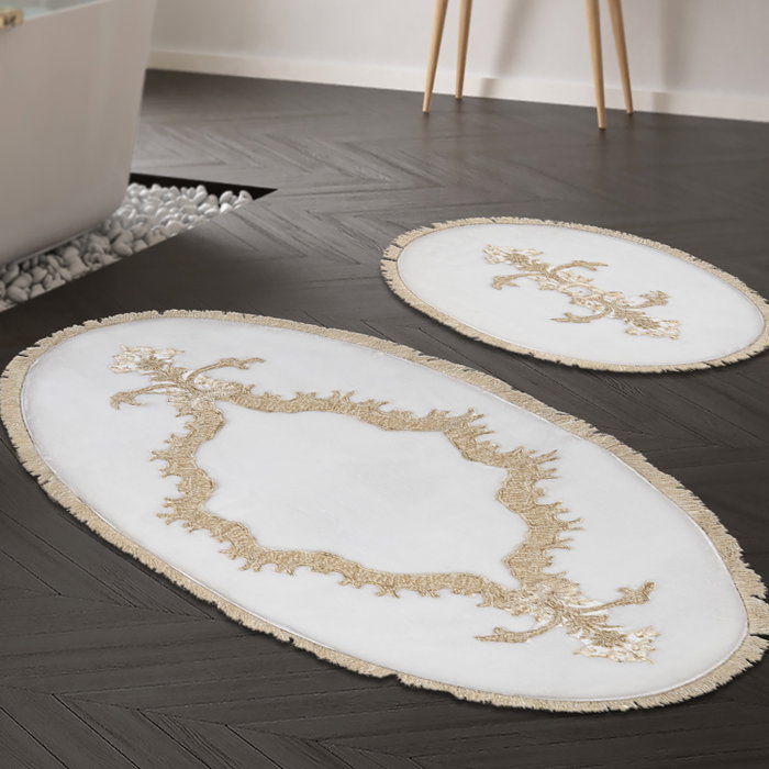 Mijölnir Juego de alfombrillas de baño Alne4656, crema Mijölnir Juego de alfombrillas de baño Alne4656, crema